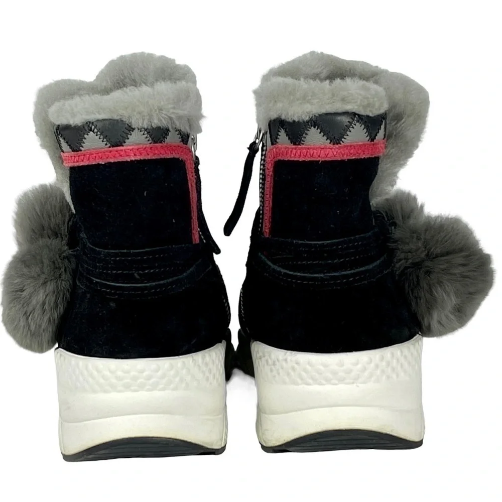 ASH MONGOLIA LAMBSKIN SUEDE SHEARLING GEOMETRIC POM POMS SNEAKER WINTER BOOTS